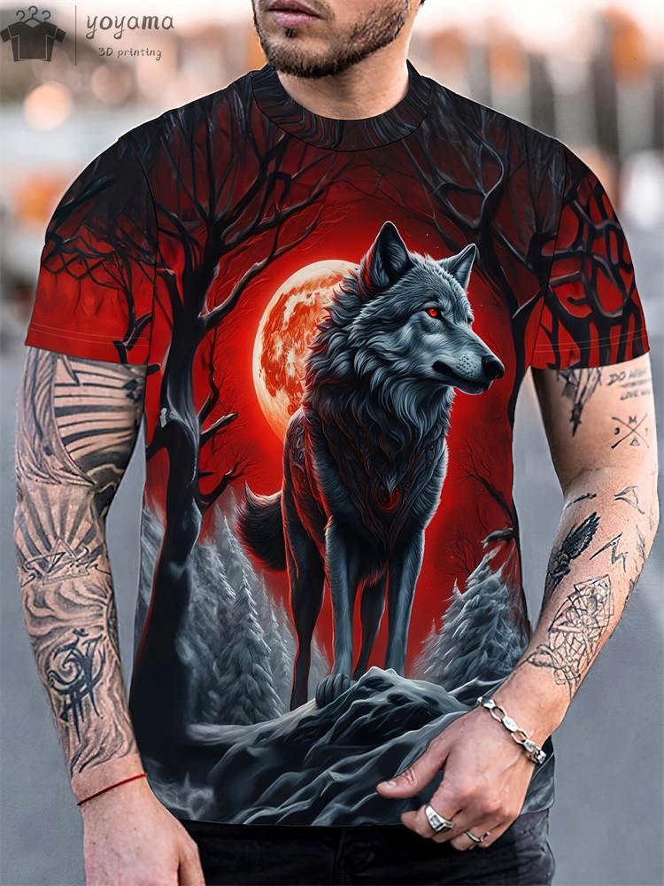Men's T-Shirts Short Sleeve Beasts Graphic 3D Animal Printed Street Style Man Tops Oversized T-Shirt Casual O-Neck Harajuku Tee