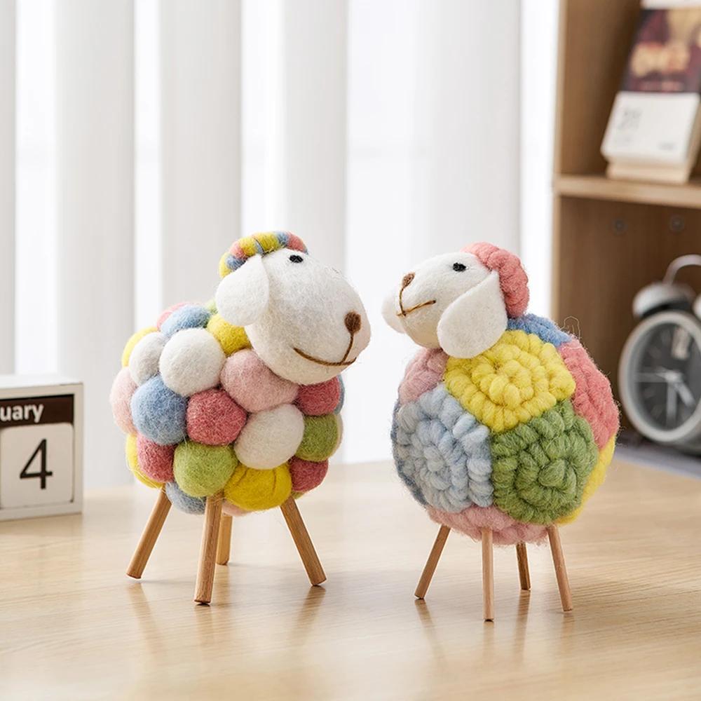Creative Felt Sheep Ornament Kawaii Accessories Modern Home Decor Indoor Figurines Room Decoration Accessories Children's Gifts