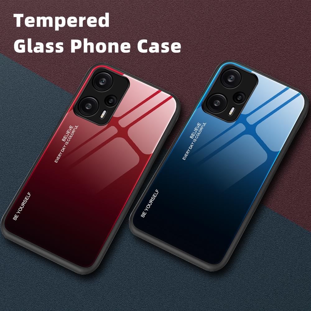 For Xiaomi Redmi Note 12 Turbo/Poco F5 5G Gradient Tempered Glass Phone Case PC+TPU Back Shell