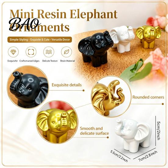 Minimalist Room Decor Accessories Mini Resin Elephant Figurine, Good Luck Statue Tabletop Decor, Animal Collectibles for Lovers Small Ornament
