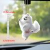 Cute White Pomeranian Dog Running Dancing 2D Acrylic Pendant Car Rearview Mirror Backpack Pet Accessory Dog Lover Gifts