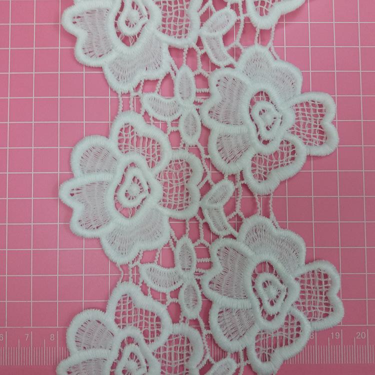 White Bilateral Milk Silk Water-Soluble Embroidery Lace, Lace Hollow Embroidery Barcode Women'S Dress Accessories