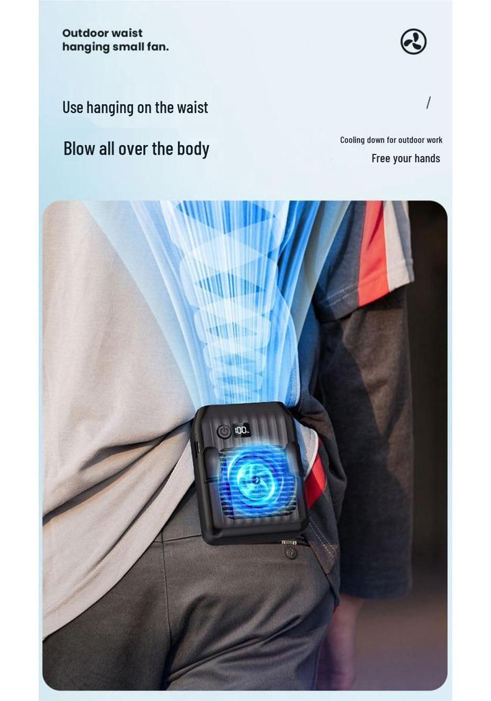 Y1L Waist & Handheld USB Portable Fan: Strong Wind Cooling for Outdoor, Food Delivery, Construction