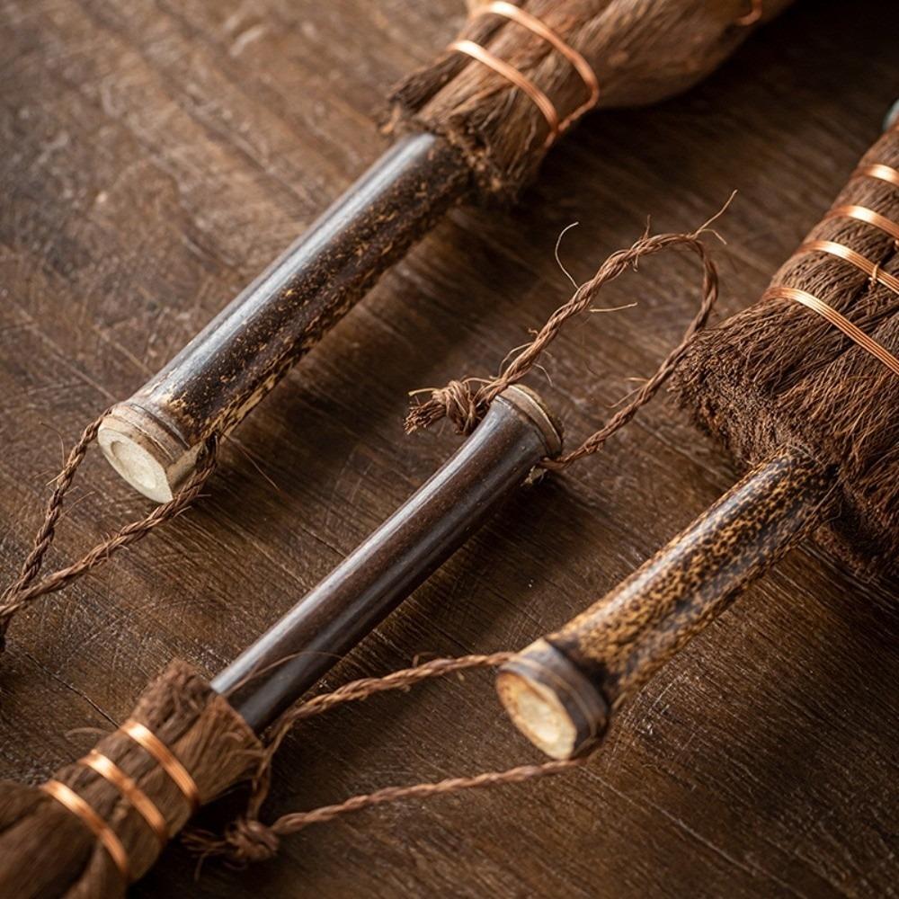 Eco-friendly Traditional Tea Cleaning Brush Natural Handmade Palm Hair Brush Vintage Asian Style Mini Whisk Broom Pot Cleaning