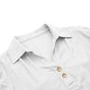 Flash Promo-Women's Linen Top with Three-quarter Sleeves, Casual and Elegant V-neck Pullover, Button-down Shirt Blue Color XXL