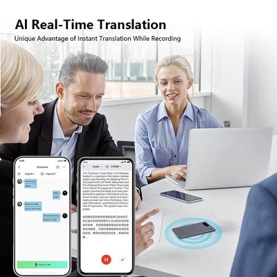 AI Voice Recorder with Real-Time Transcription & Translation Audio Recording Device App Control for Lectures Meetings Calls