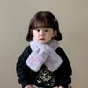 Solid Color Anti-Cold Neckerchief Casual Kids Plush Scarf Sweet Bowknot Scarf  Children