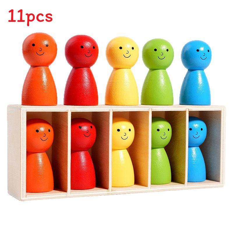 

Wooden Childrens Color Matching Blocks With Stackable Design For Toddler Cognitive Development