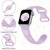 Bracelet pour Apple Watch Series Ultra 2/3, 11, 10, 9 8 SE 7 6 5 4 3 2 1 46mm-45mm-44mm-42mm-49mm Silicone Motif Floral Lavande