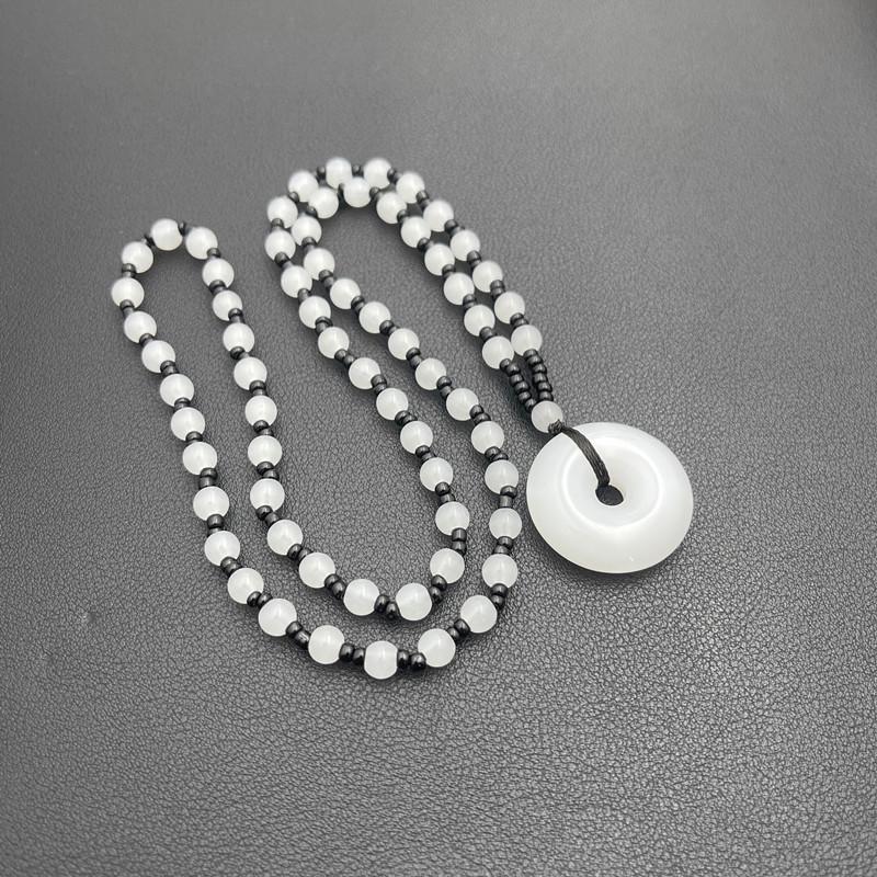 New Chinese Wushi Pai Pendant Necklace: Imitation Jade Stone Xinjiang Hetian Jade Ping'an Pai Glass Pendant for All Genders