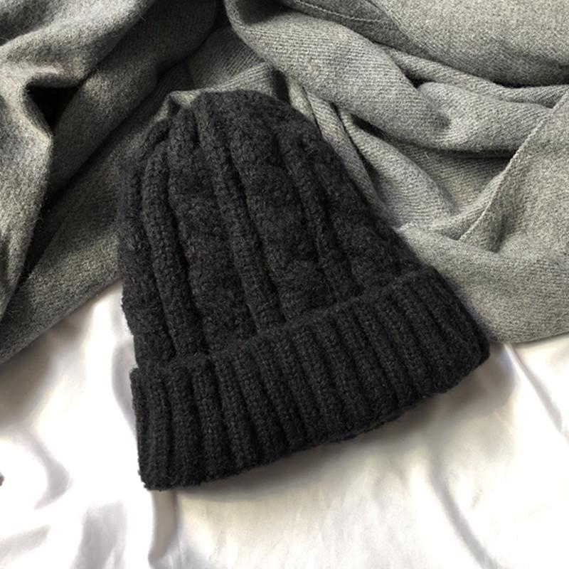 Korean Version Ins Simple Solid Color Twisted Wool Hat Autumn and Winter Warm Hat for Women Knitted Hat Trendy Versatile Men