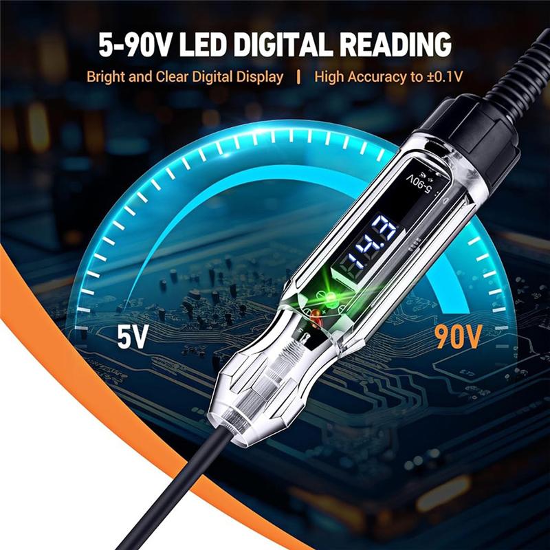 Test Light Digital LED Electrical Tester Circuit Tester With140 Inch PU Spring Wire,Forchecking
