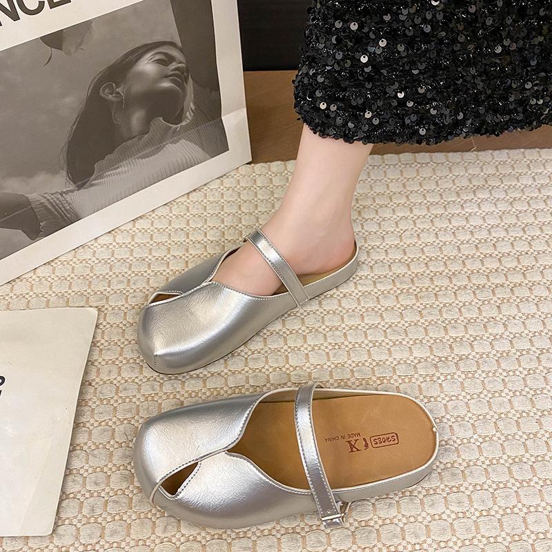 Französische Damen Sommer vielseitige Oberbekleidung erhöhende Tasche Kopf Retro innen 2025 neue Sandalen Halbschuhe ein Pedal Slipper