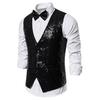 Männer Weste Bogen Set Glänzende Pailletten Ärmellos Slim Fit Cardiagn Einreiher V-ausschnitt Bühne Zeigen Emcee Leistung Männer weste