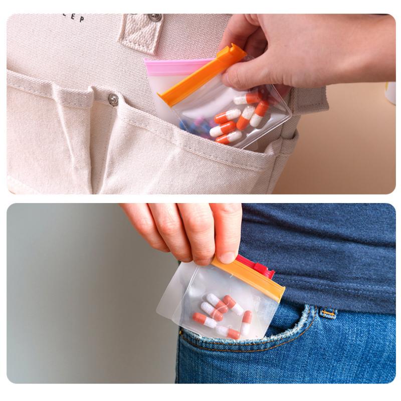 20Pcs Reusable Zippered Pill Pouch Bags Portable Travel Mini Small Med Organizer Waterproof Lightweight For Daily Medication