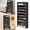 Large Capacity Metal Shoe Cabinet With Multiple Layers And Dustproof Design For Home Rental And Dorm Storage Modern And Simple Style