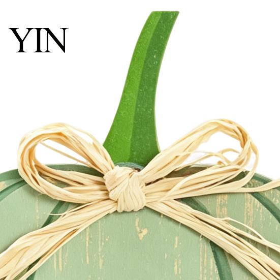 Rustic Home Aesthetic Pieces 3Pcs Autumn Pumpkin Ornaments, Wooden with Hemp Rope Bow Multi Color Fall Ornaments Table Decor for Farmhouse Seasonal