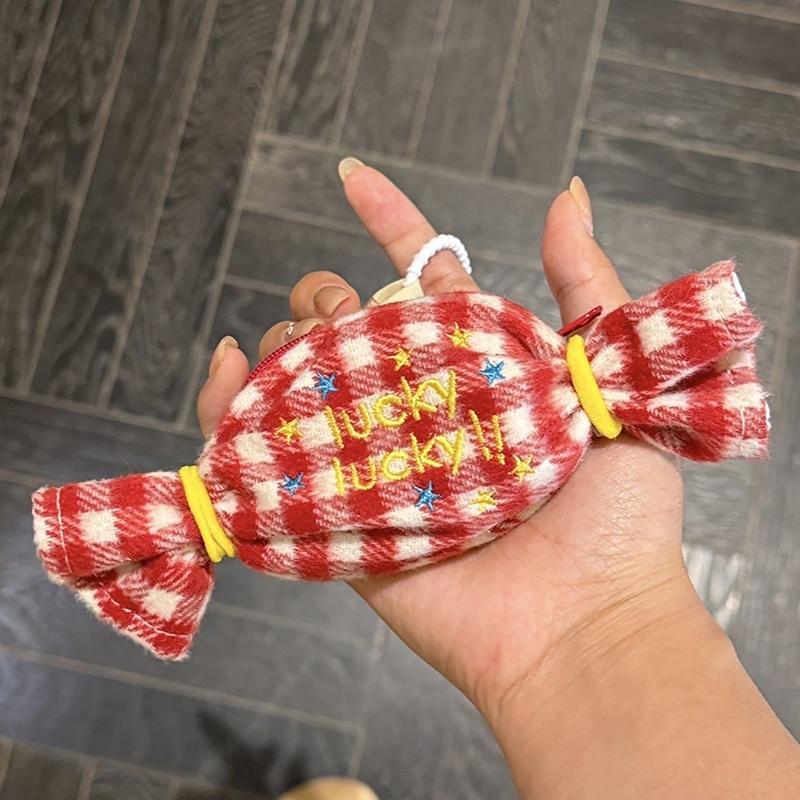

Cute Candy Plush Coin Purse Pendant Lovely Cartoon Girly Earphone Bags Small Wallet Keychain Bag Hanging Decoration Gifts красный