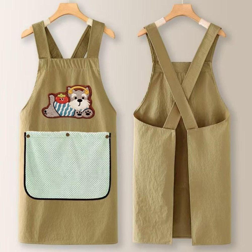 Dirt-Proof Waterproof Oil Resistant Apron Lightweight Cross Back Work Apron  Household Cleaning