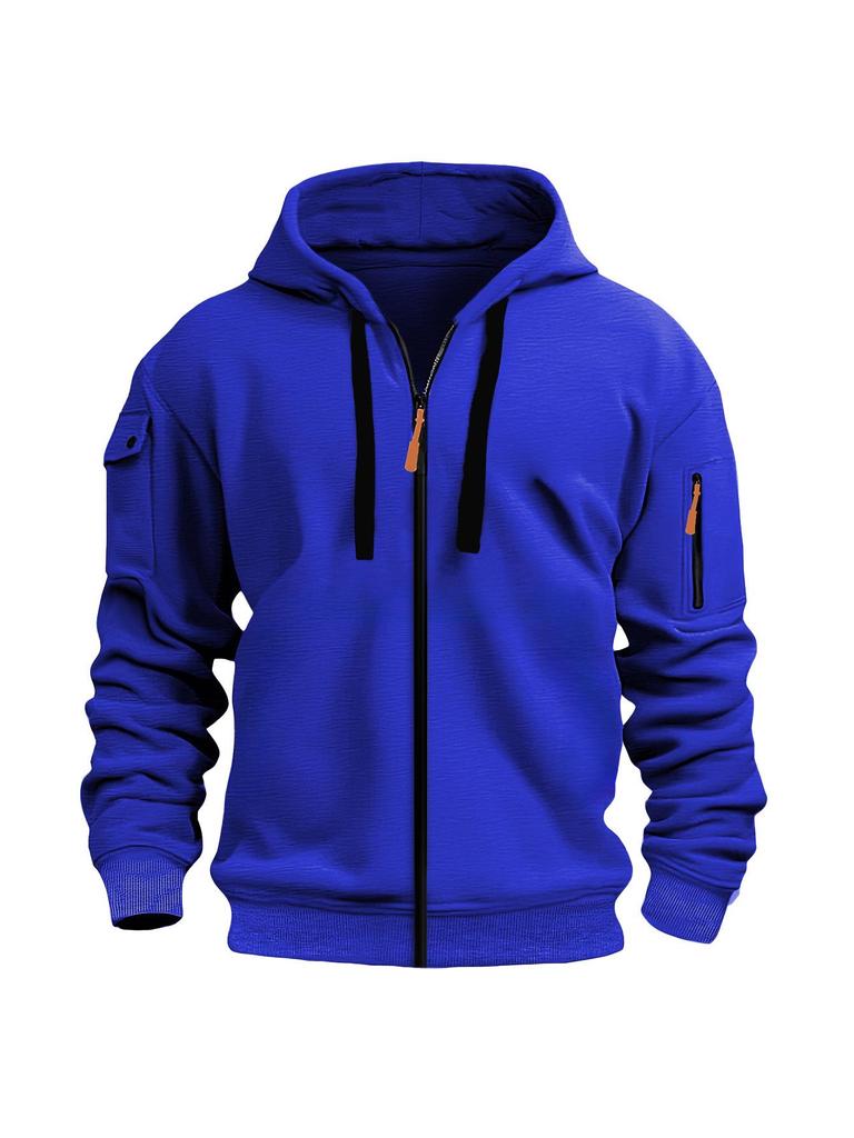 2024 Men's Multi-Pocket Embroidered Zip-Up Hoodie for Spring and Autumn