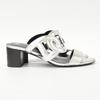 HERMES H202180Z Bikini Sandal with Chaine d'Ancre Motif in Metallic Nappa with Chunky Heel shoes 38 1/2 SilverUsed