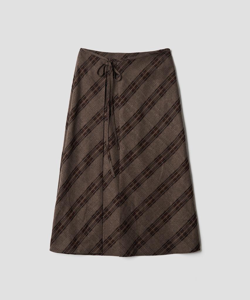 Tudment 70S Classic Check Long Skirt Brown