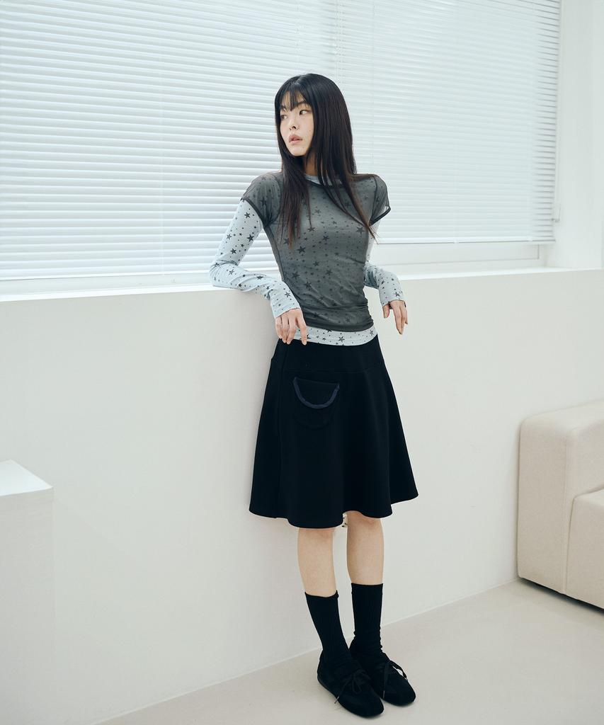 Mihebeu Star Layered Long Sleeve Set Sky Blue Gray