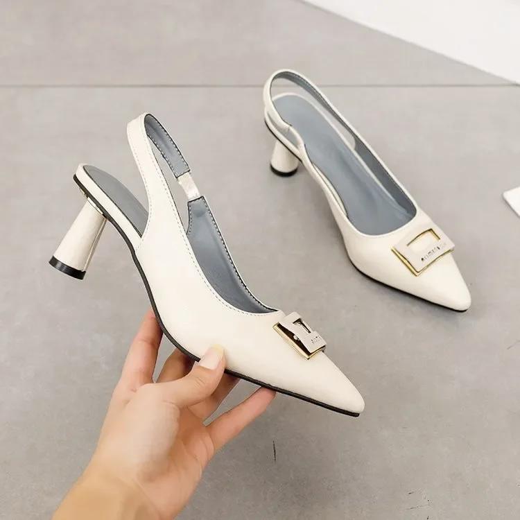 

Женские босоножки на высоком каблуке, сексуальные туфли для вечеринок, дизайнерские летние тапочки с острым носком, женские новые модные шлепанцы, туфли-лодочки, слайдеры 35