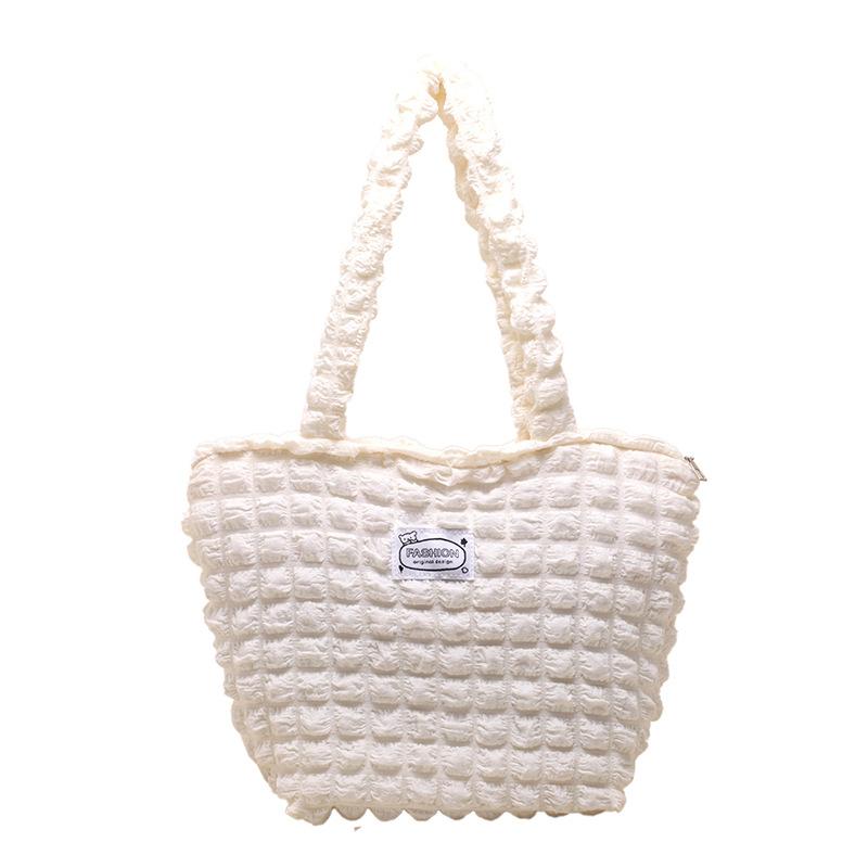 

Сумка кроссбоди новый нишевый дизайн однотонная плиссированная сумка-облако большой вместимости повседневная личность на одно плечо сумка-пельмень белый