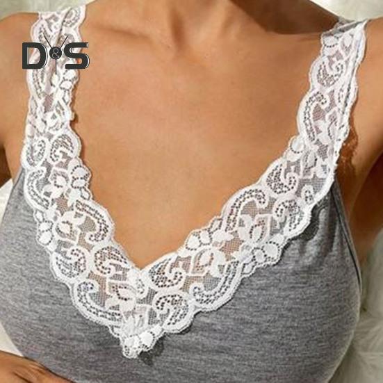 Dámská pyžamová sada s krajkovým lemem, tílko a elastický pas, sexy pyžamová sada s výstřihem do V a bez rukávů, pyžamový set s volným střihem