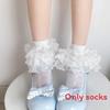 Lolita Summer Knee Socks With Lace Trim And Heart Pattern For Girls