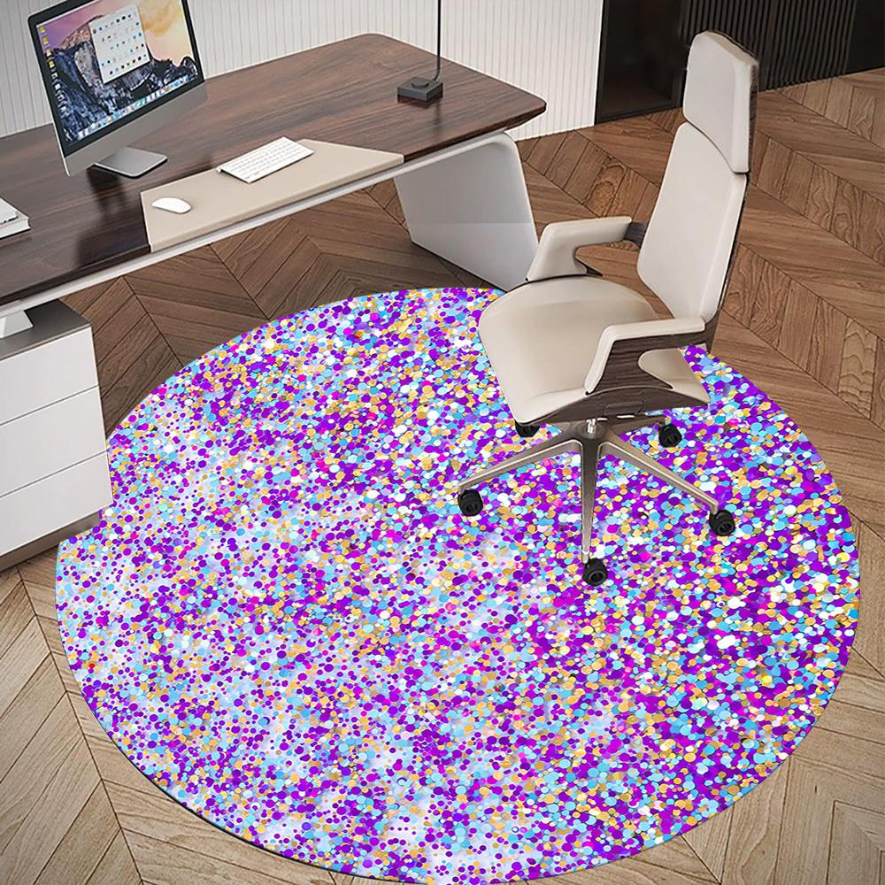 1pc Glitter Circle Round Chair Mat Area Rug - Non-Slip, Floor Mat for Office, Bedroom, and Indoor Decor -1002216