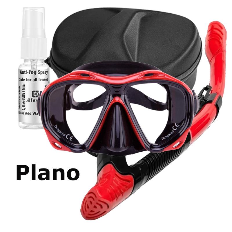 

+1.0 to +5.0 Hyperopia Diving Mask - Farsighted with Tempered Glass Antifog + Snorkel Tube, Gear for Men&Women, Red