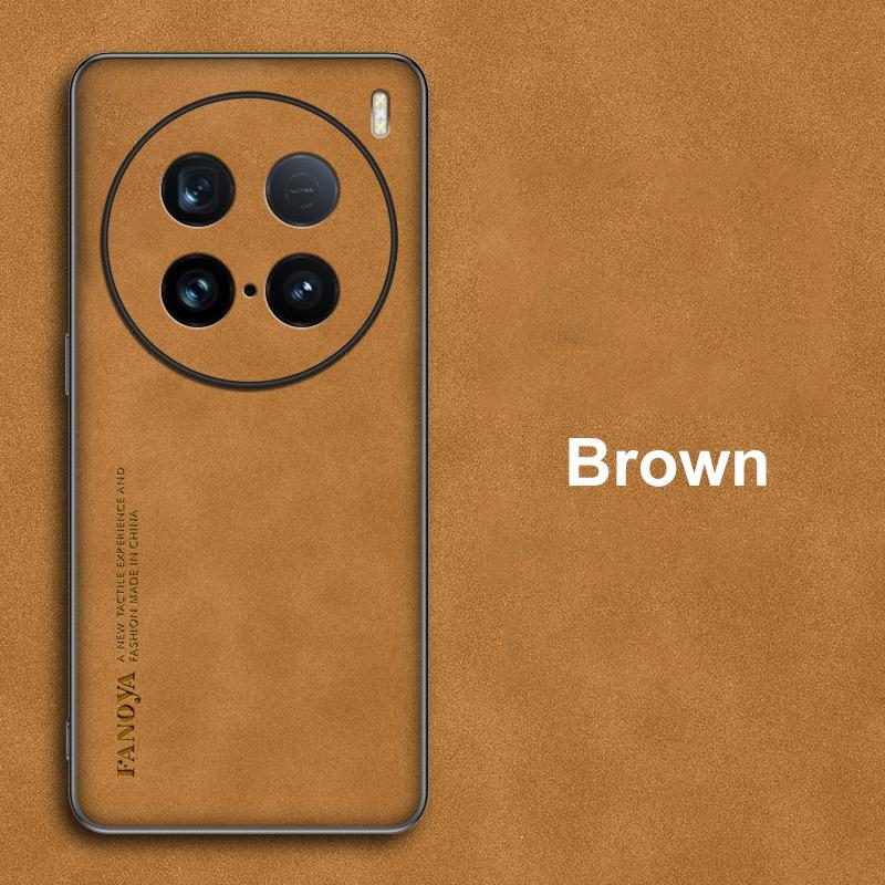 

Для Vivo X100 Ultra чехол Роскошный чехол из искусственной кожи для телефона Vivo X100 Pro 5G задняя крышка Матовый силиконовый противоударный полная защита For Vivo X100 Pro коричневый