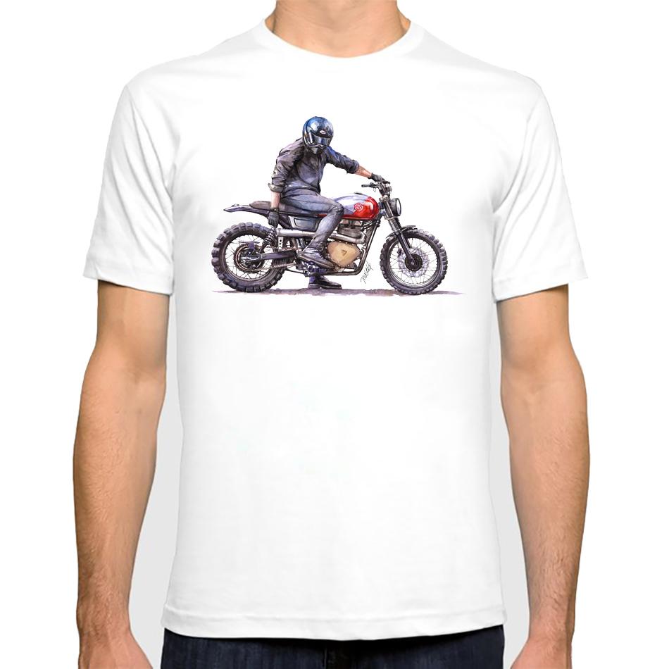 

Vintage Mens Motorcycle Watercolor Art Print Tshirt Summer K100 Motorbike Hipster print Tee Shirt White Casual T Shirt Outfits S