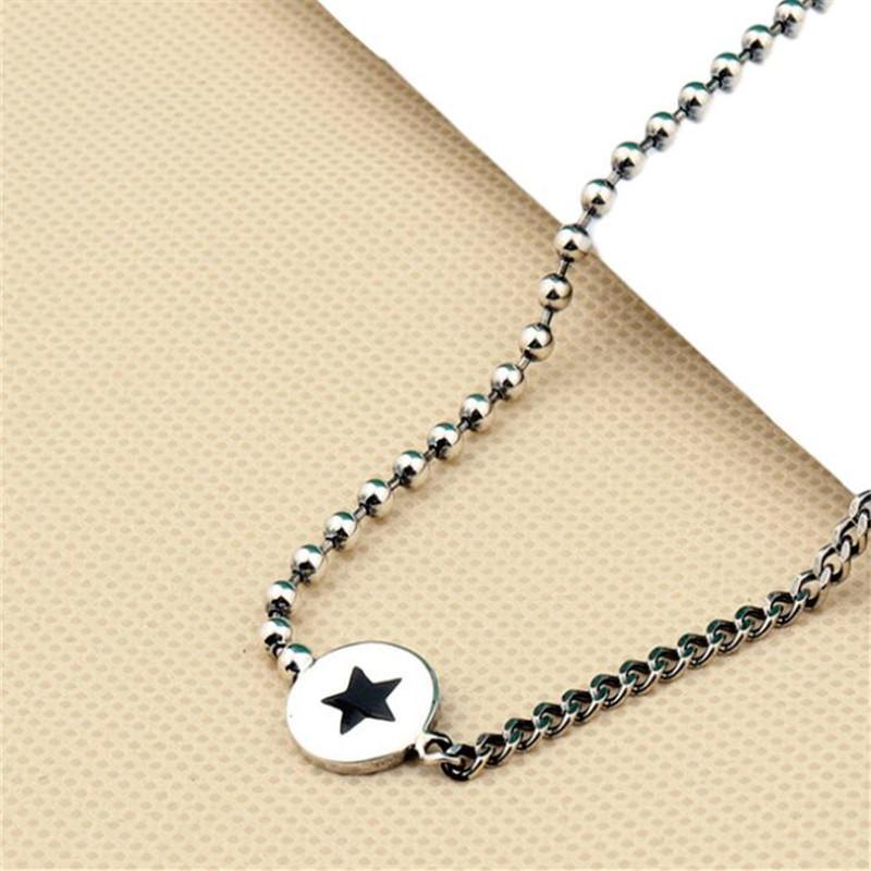 

Star Pendant Personality Round Five Pointed 925 Sterling Silver Jewelry Clavicle Chain Antique Thai Silver Bead Necklaces TYB358 серебряный