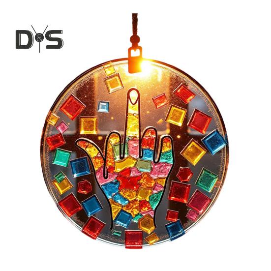 Sun Catcher Hanging Decoration with Metal Chain Colorful Hand-Painted Glass Panel Light Trap Decorative Accessory