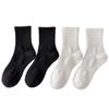 Socks black and white solid color four-season sports socks breathable sweat-absorbing deodorant men's and women's medium tube socks