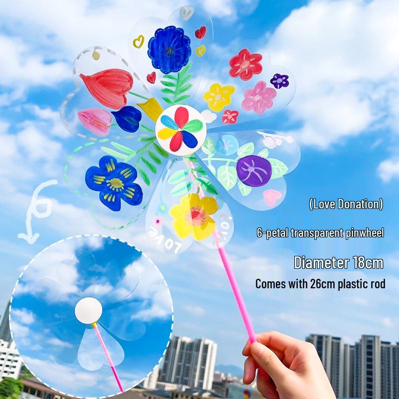 DIY Children s Graffiti Windmill Kit: Large, Transparent, Colorful Plastic