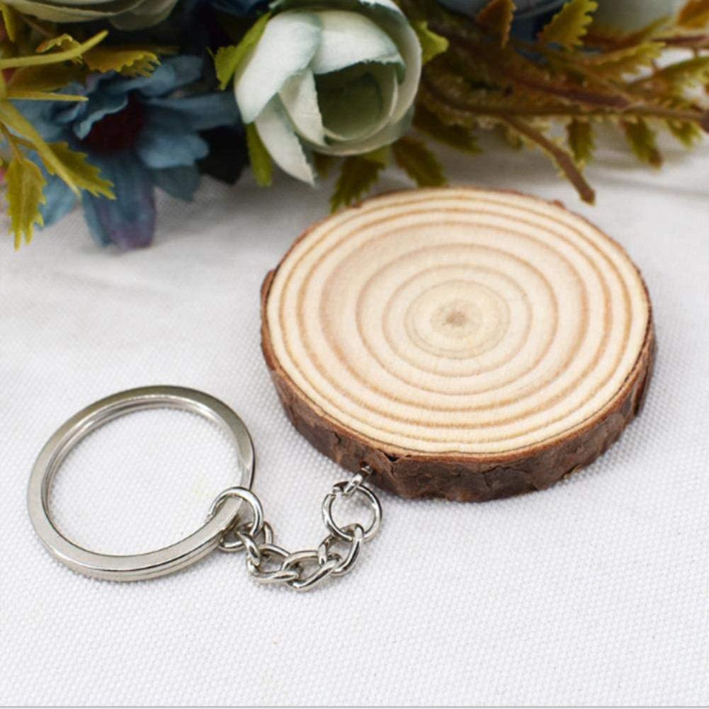 ABWR-40er-Pack Unfertige Holzscheiben Schlüsselanhänger Rohling Handbemalter Holzschlüsselanhänger Kreativer Weihnachtsanhänger DIY Holzschlüsselanhänger