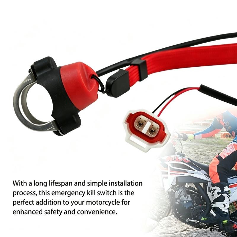 Trail Motorcycle Emergency Stop Control Assembly with Tether Cord and Lead-Wire Coupler for Mini Bike Repair Part