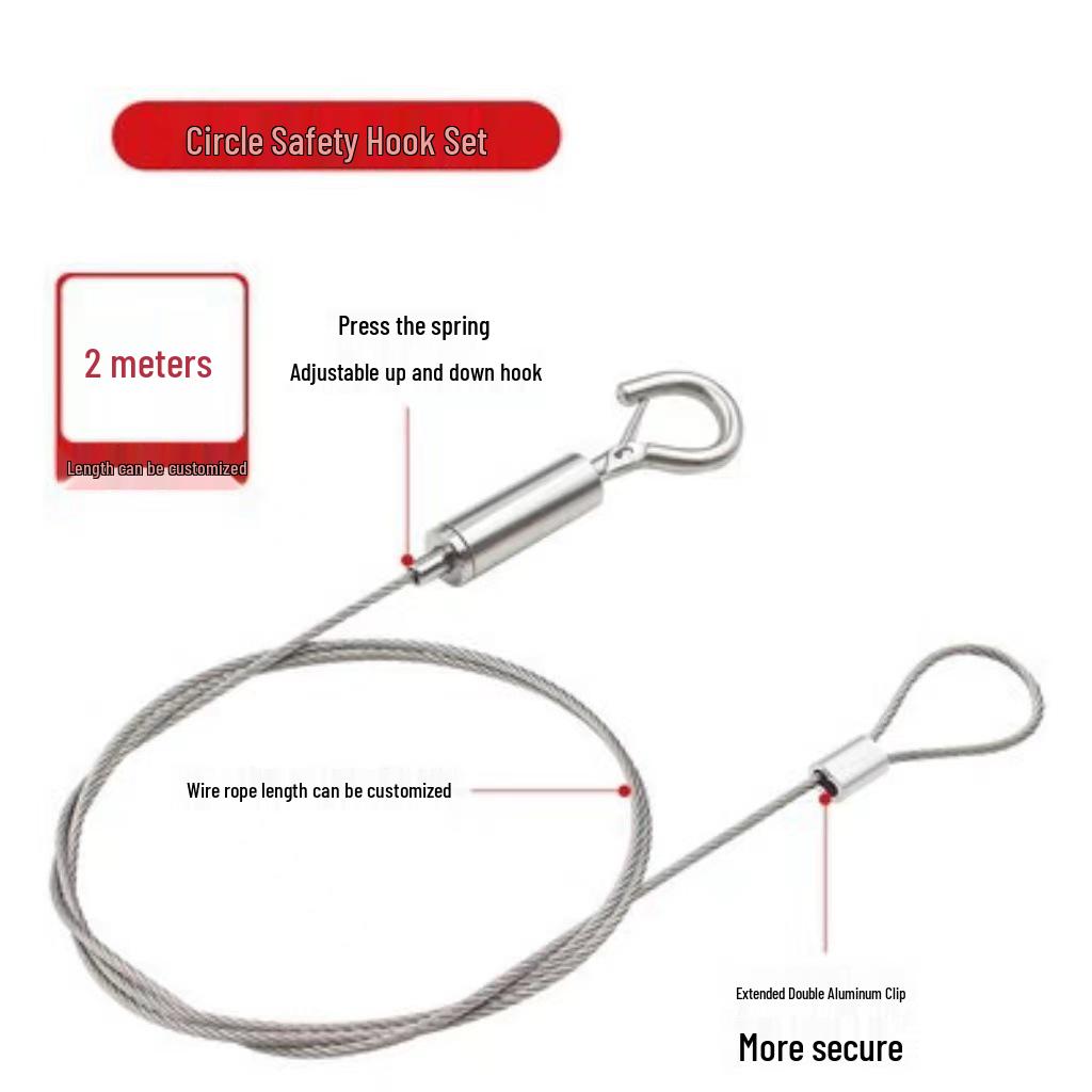 Adjustable Steel Wire Rope with Hook for Sound Insulation Panels and Ceiling Chandeliers