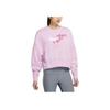 Nike Floral Logo Relaxed Crew Neck Sweatshirt Women Tops Pink DJ4136-621