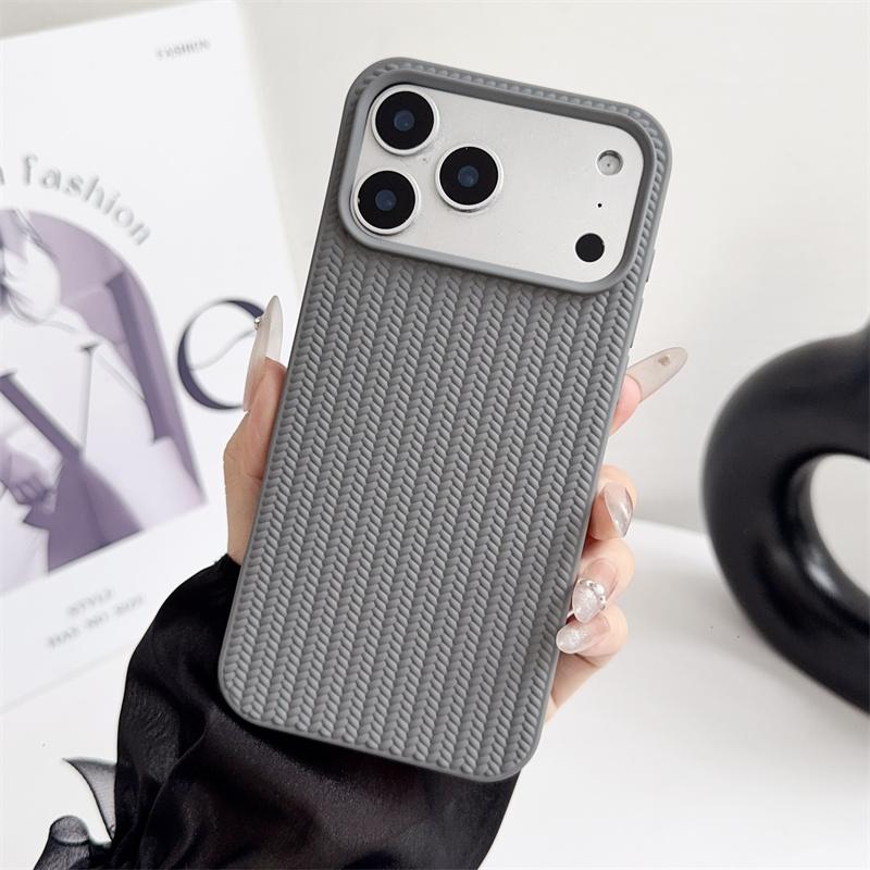 Simple Woven Matte Phone Cases For Apple iPhone 17 16 15 14 Plus 13 12 11 Pro Max Air Shockproof Soft Proteciton Non-slip Cover
