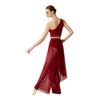 Abbigliamento da Danza da Donna Crop Top Asimmetrico con Strato Superiore e Strass, Monospalla in Rete Arricciata, con Pantaloncini Integrati per Performance Lirica
