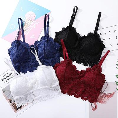 Soutien-gorge Bandeau Camisole sans bretelles rembourré V-neck Dentelle Tournesol