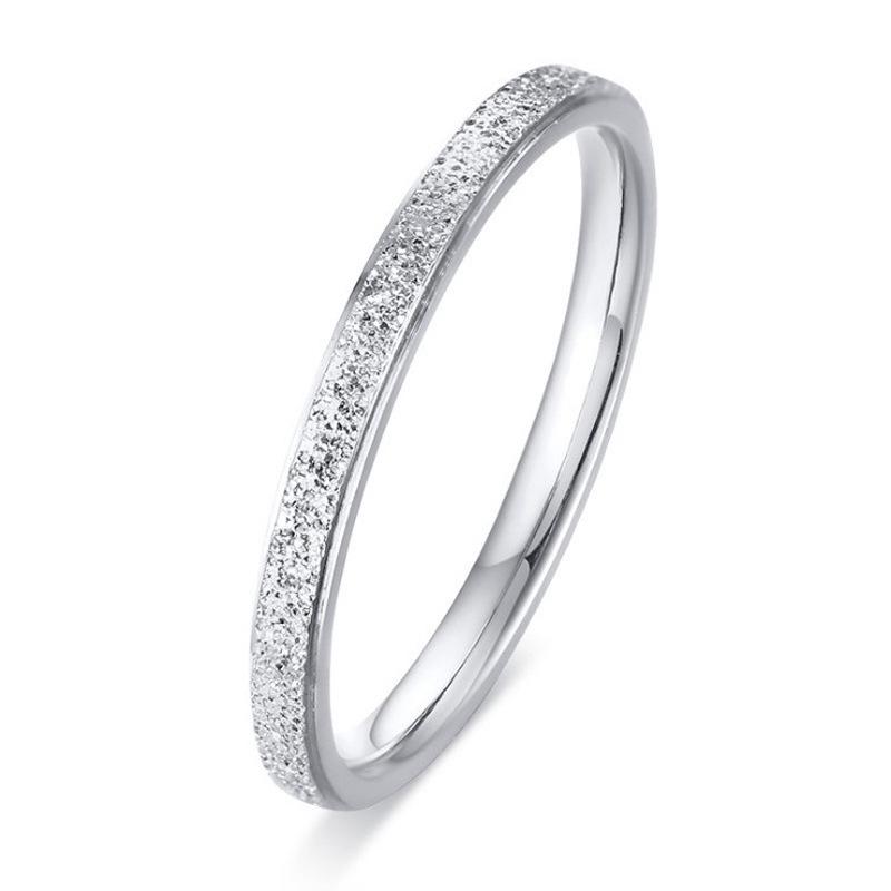 European & American Titanium Steel Hollow Diamond Inlaid Couple Rings for Women Size 8