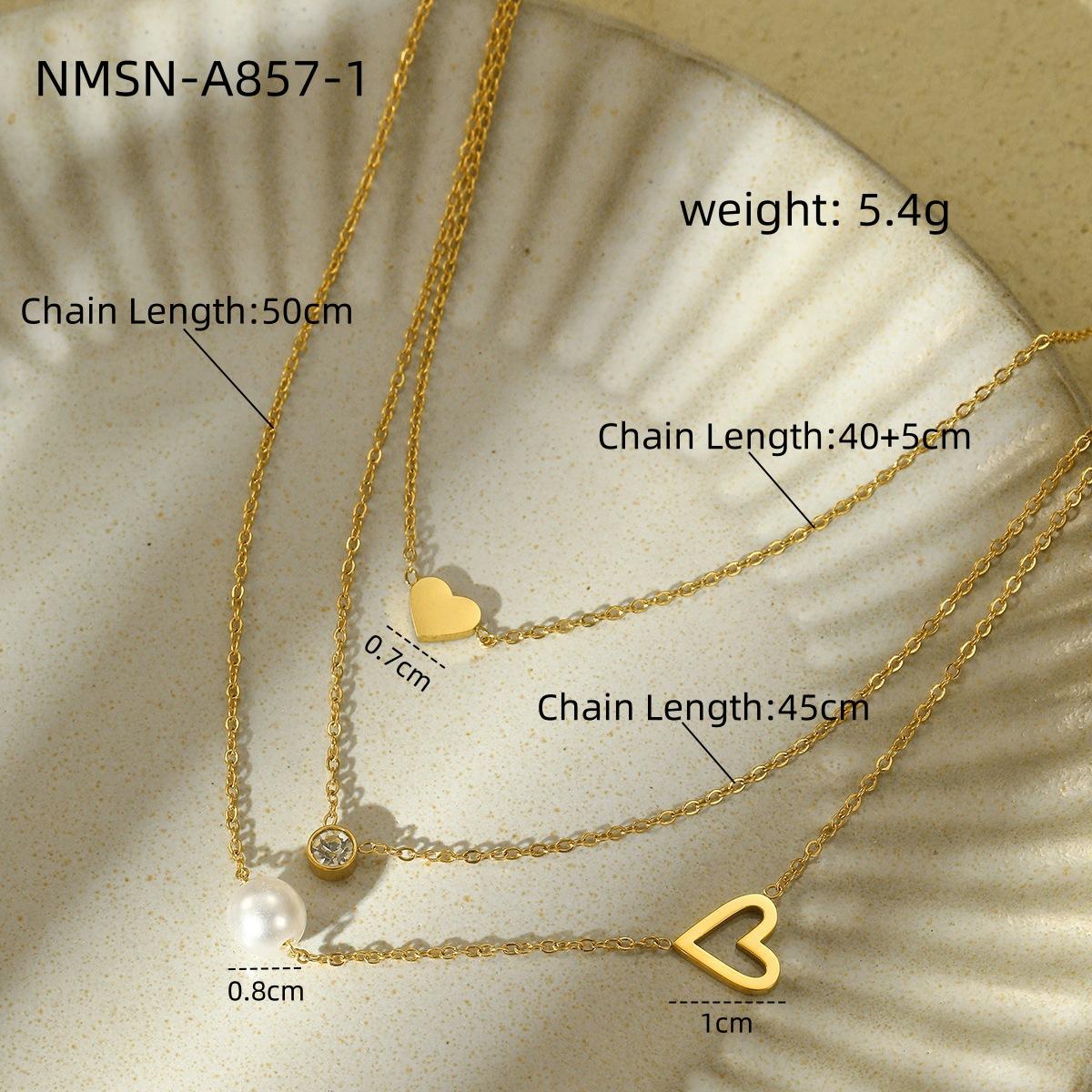 GEMCHIC Women s 18K Gold Plated Stainless Steel Heart Pearl Zircon Layered Choker Necklace
