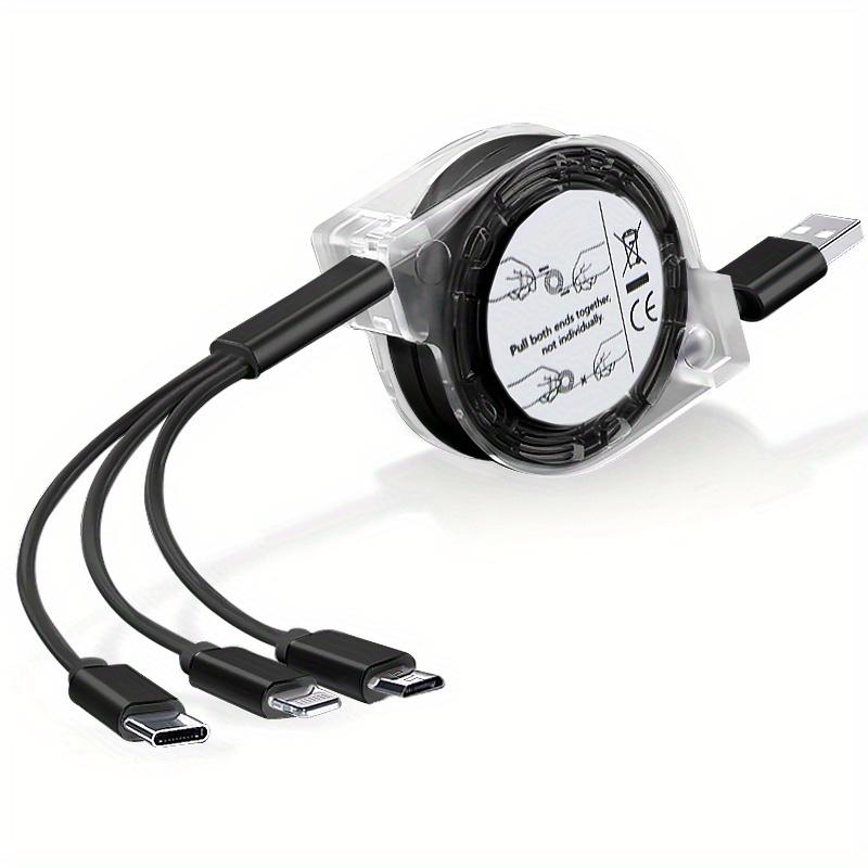 3-in-1 Retractable USB Type C Micro USB Charging Cable For Mobile Phone Charger Cable 39.37inch Fast Charging Cable