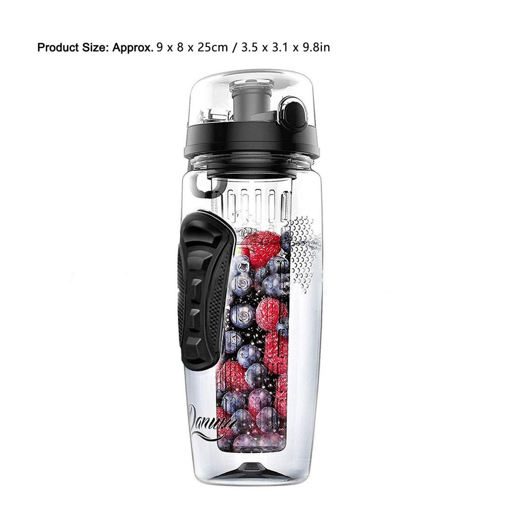 32oz Space Bottle Single Layer PCTG Cup Fruit Brewing Water Bottles with Grid Infuser Food Grade